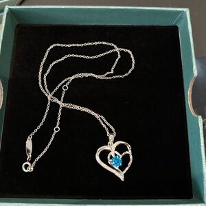 Old Rubin brand blue stone heart necklace